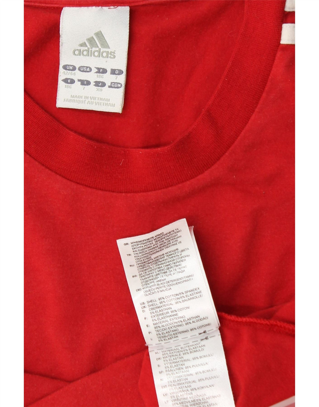 ADIDAS Mens T-Shirt Top UK 42/44 Large Red Colourblock Cotton