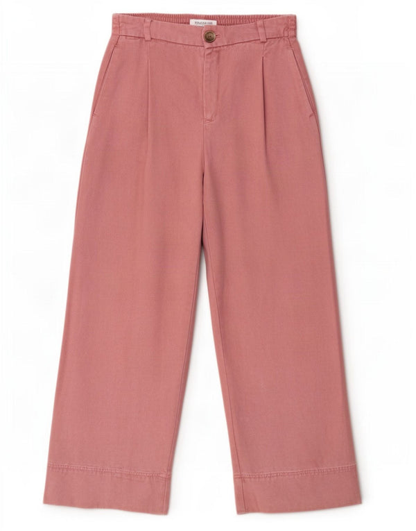 Zara Girls Wide Leg High Waist Chino Trousers 13-14 Years W28 L25 Pink