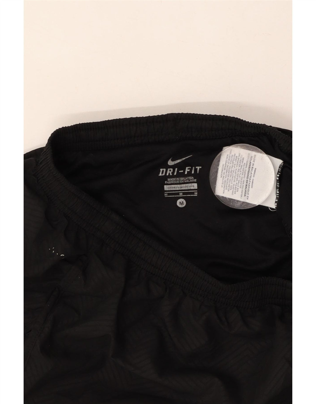 NIKE Womens Dri Fit Sport Shorts UK 14 Medium  Black Chevron Polyester Vintage Nike and Second-Hand Nike from Messina Hembry 