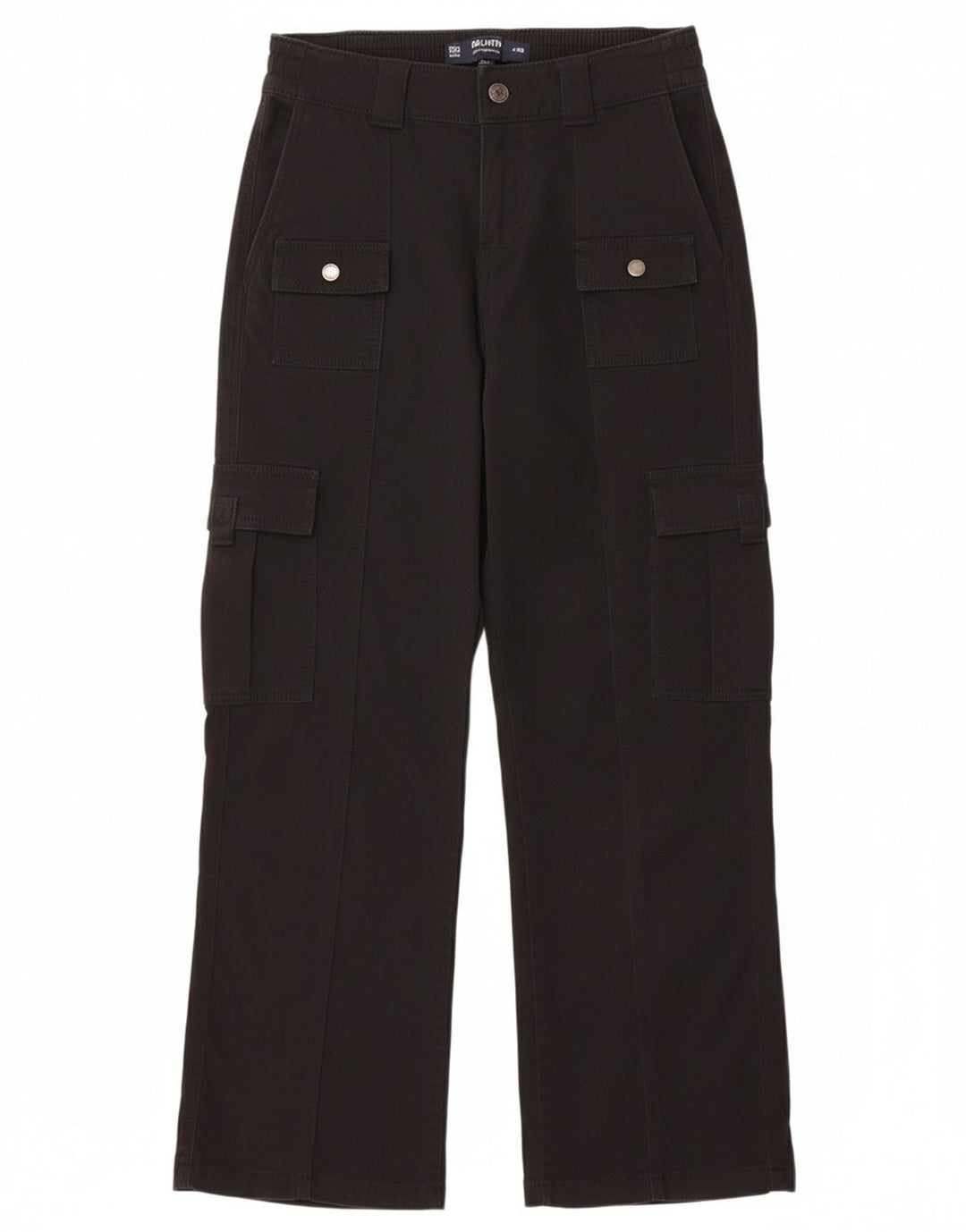 HOLLISTER Womens Baggy Low Waist Cargo Trousers W24 L30 Black Cotton