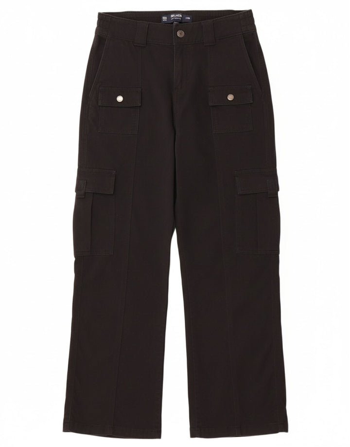 HOLLISTER Womens Baggy Low Waist Cargo Trousers W24 L30 Black Cotton