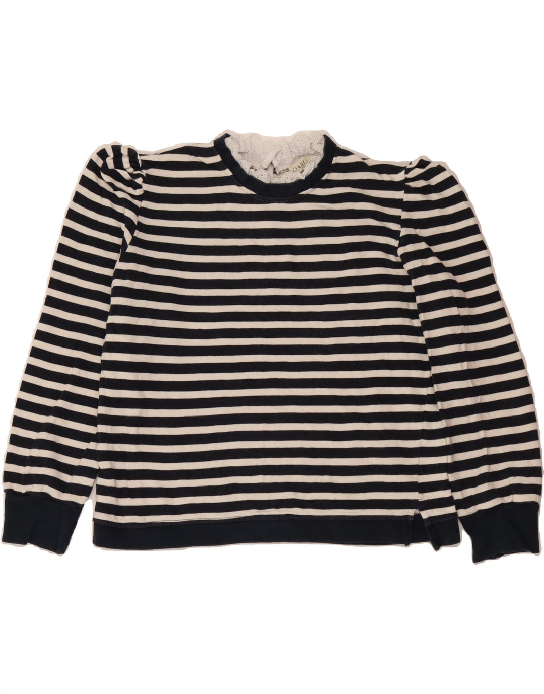OASIS Womens Top Long Sleeve UK 16 Large Navy Blue Striped Vintage Oasis and Second-Hand Oasis from Messina Hembry 