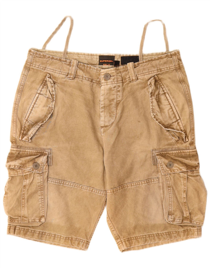 SUPERDRY Mens Cargo Shorts W36 Large Beige Cotton