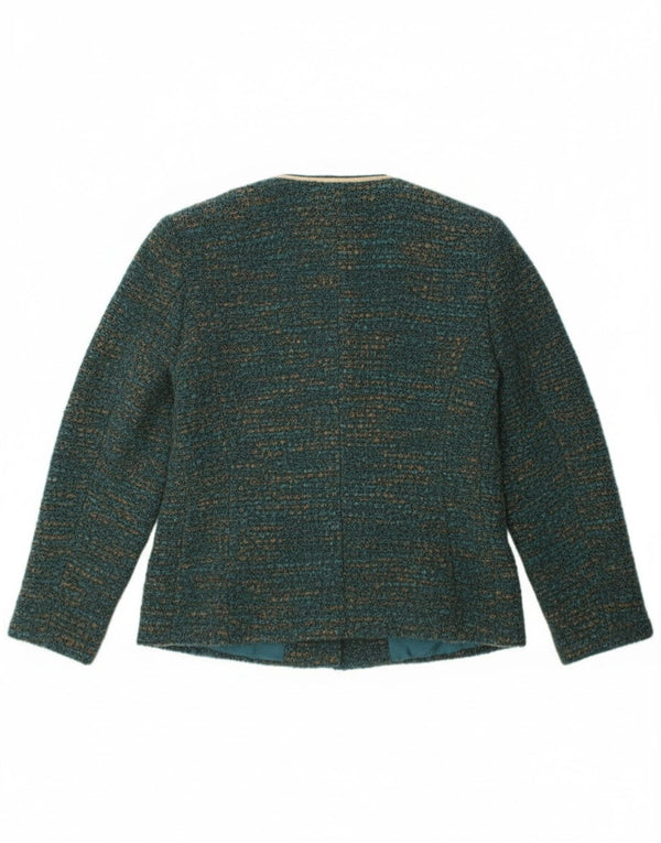 Vintage Womens 4 Button Blazer Jacket UK 12 Medium Green Flecked