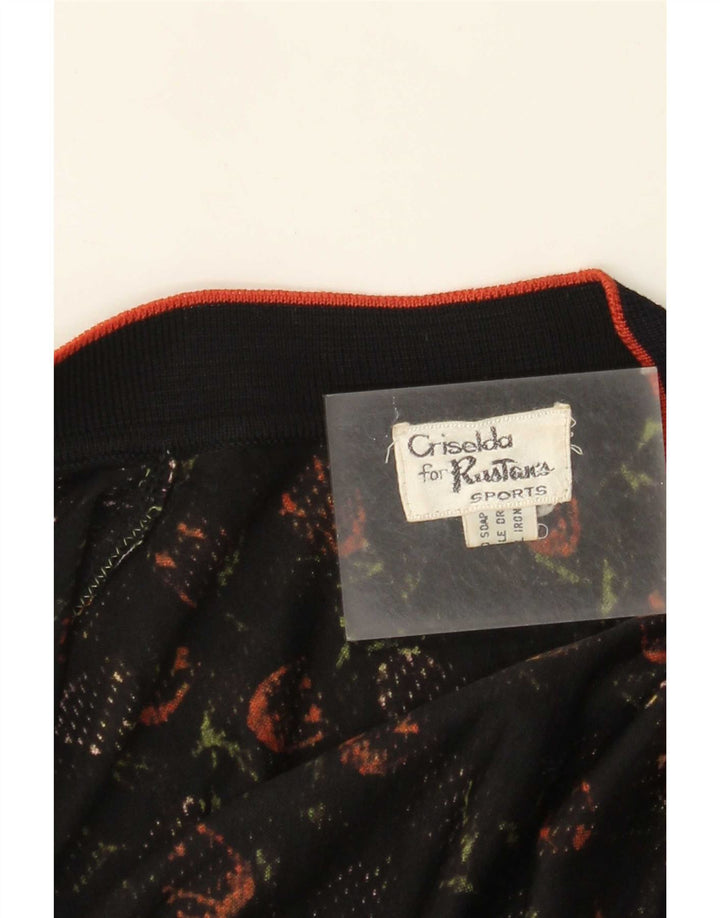 Vintage Womens 2 Piece Set UK 14 Medium Black Floral