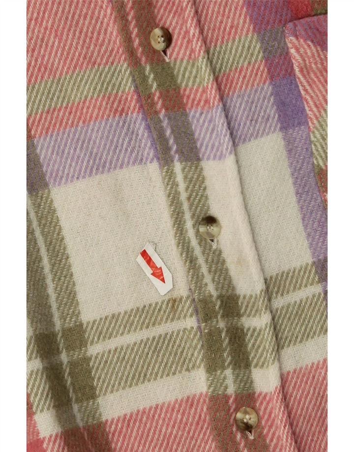 Vintage Mens Flannel Shirt Large Pink Check Acrylic
