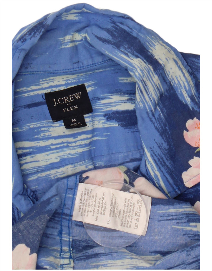 J. CREW Mens Flex Short Sleeve Shirt Medium Blue Floral Cotton