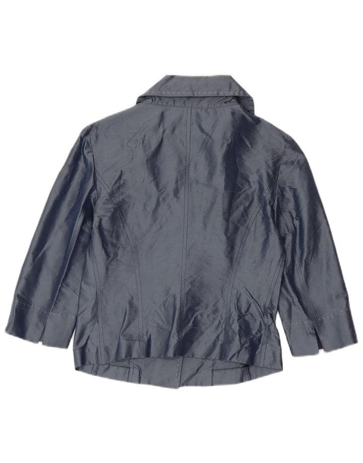 Penny Black Womens 3 Button Blazer Jacket UK 8 Small Navy Blue Silk