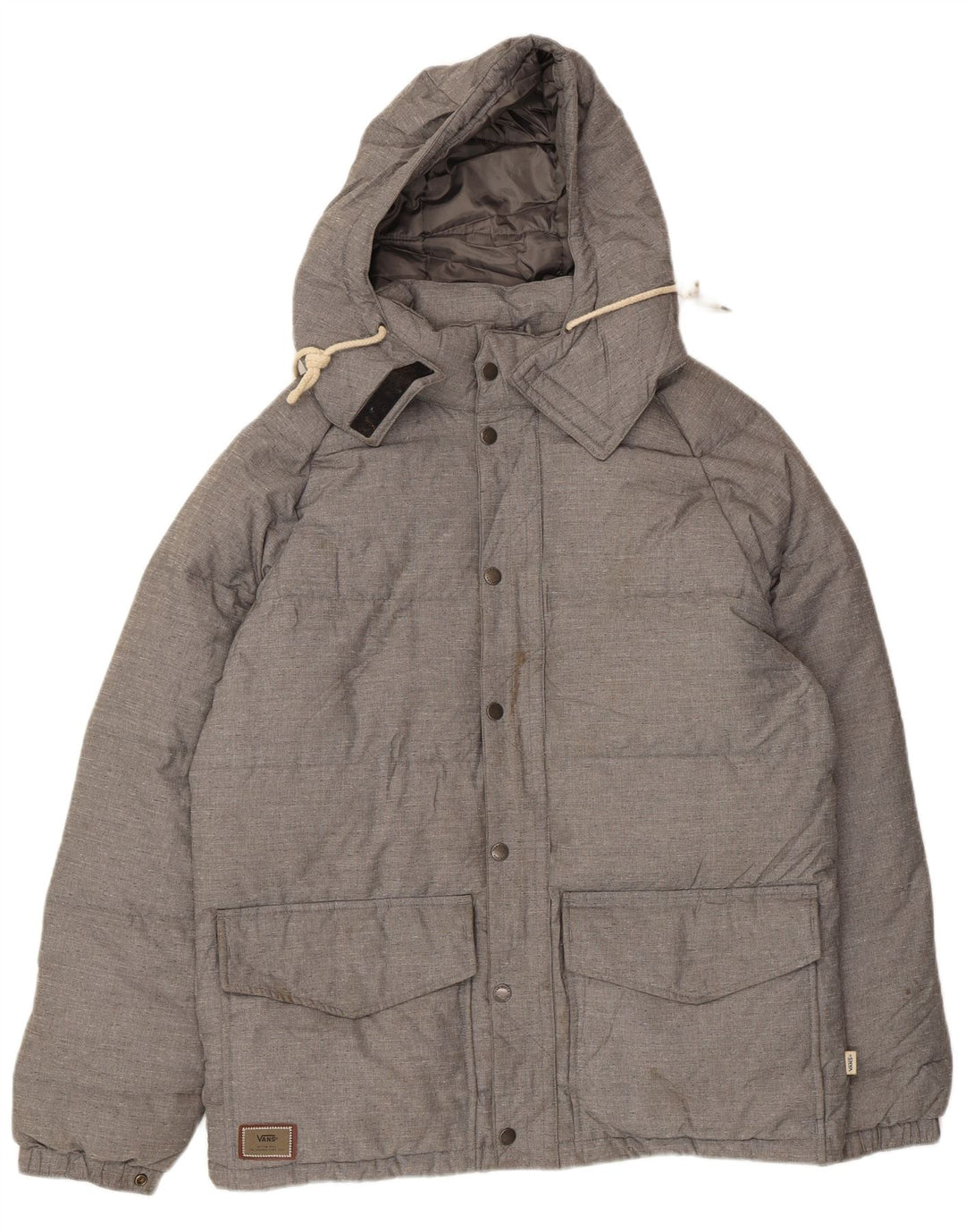 VANS Mens Hooded Padded Jacket UK 38 Medium Grey Nylon