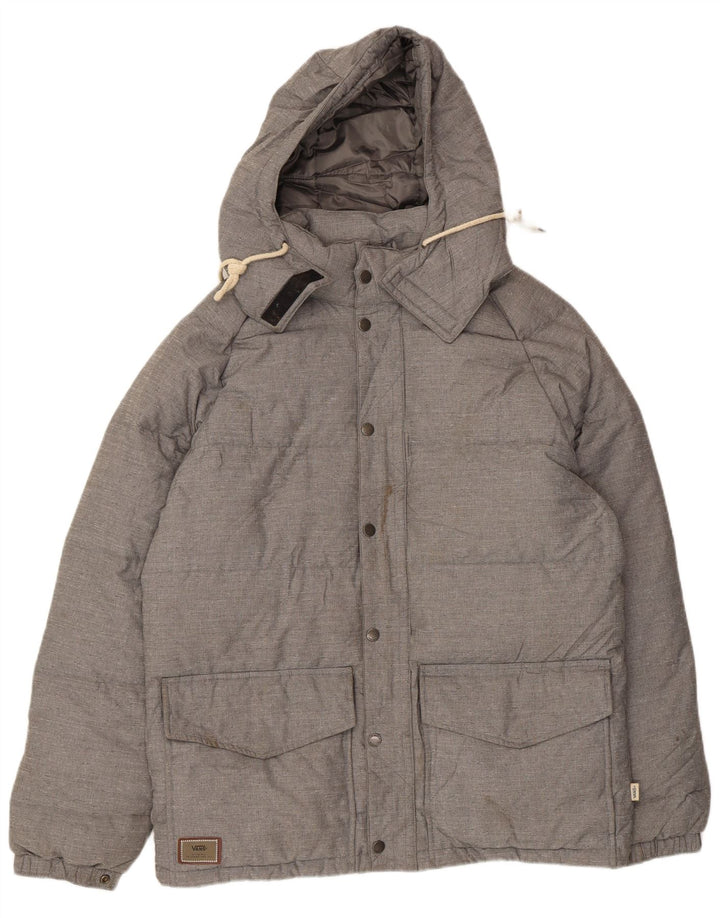 VANS Mens Hooded Padded Jacket UK 38 Medium Grey Nylon