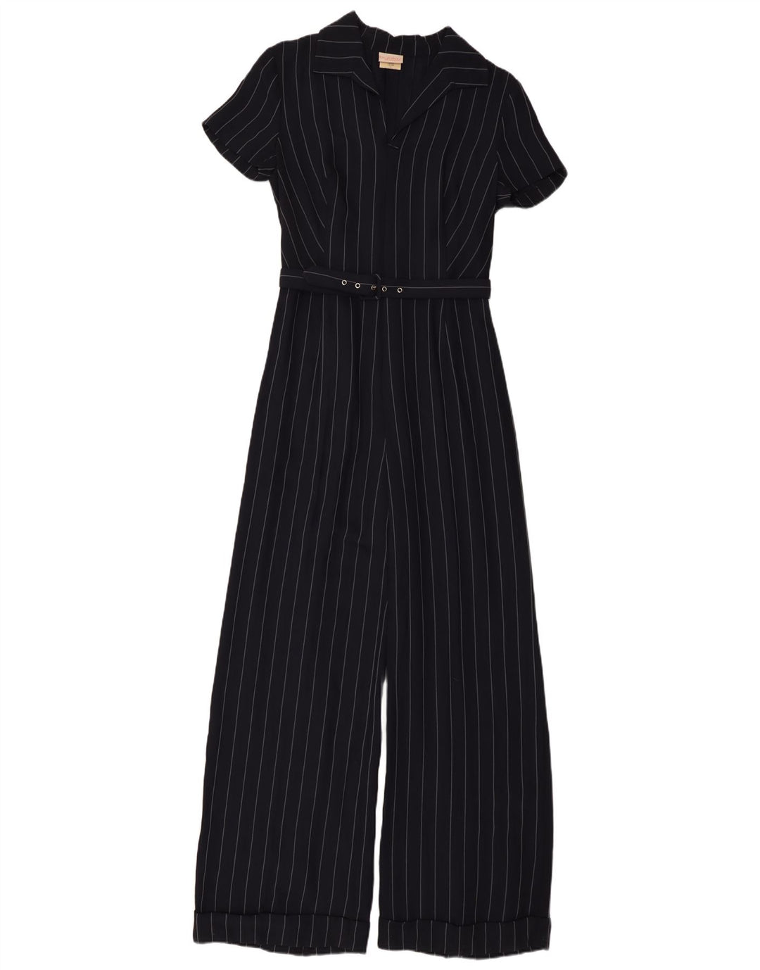 BYBLOS Womens Jumpsuit UK 10 Small Navy Blue Striped Viscose