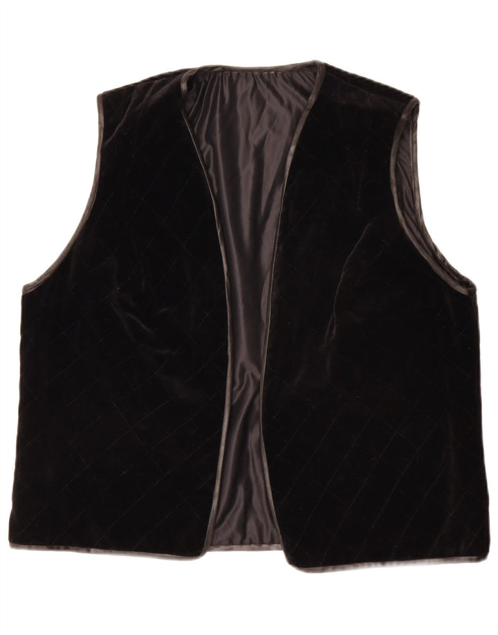 Vintage Womens OPEN Waistcoat UK 14 Large Black