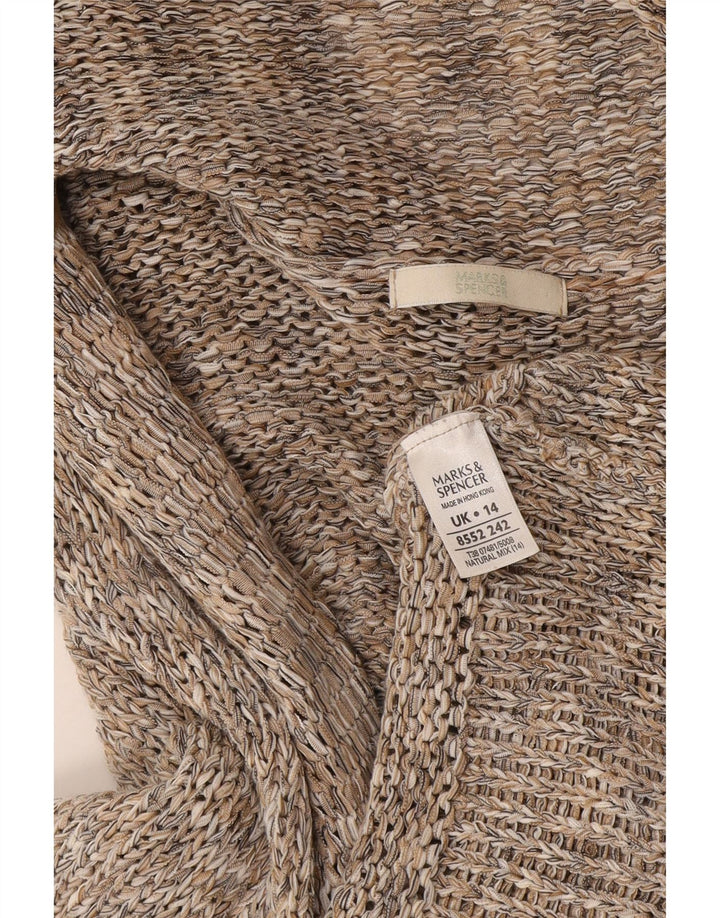 Marks & Spencer Womens Front Tie Cardigan Sweater UK 14 Large Grey Flecked