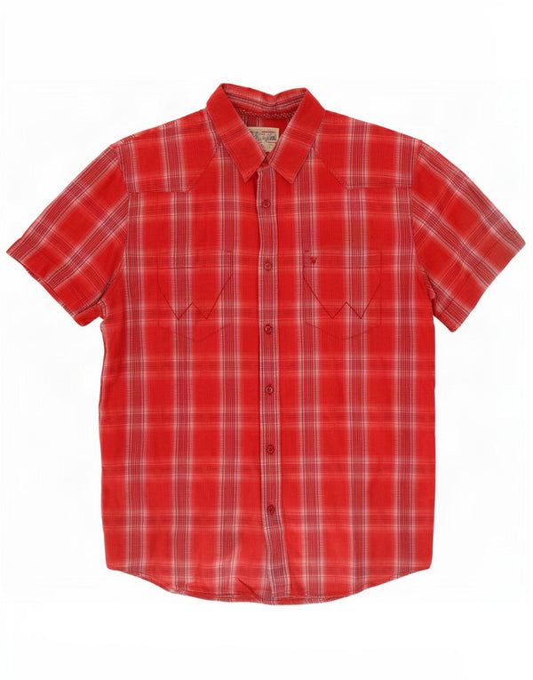 Wrangler Mens Short Sleeve Shirt XL Red Check Cotton