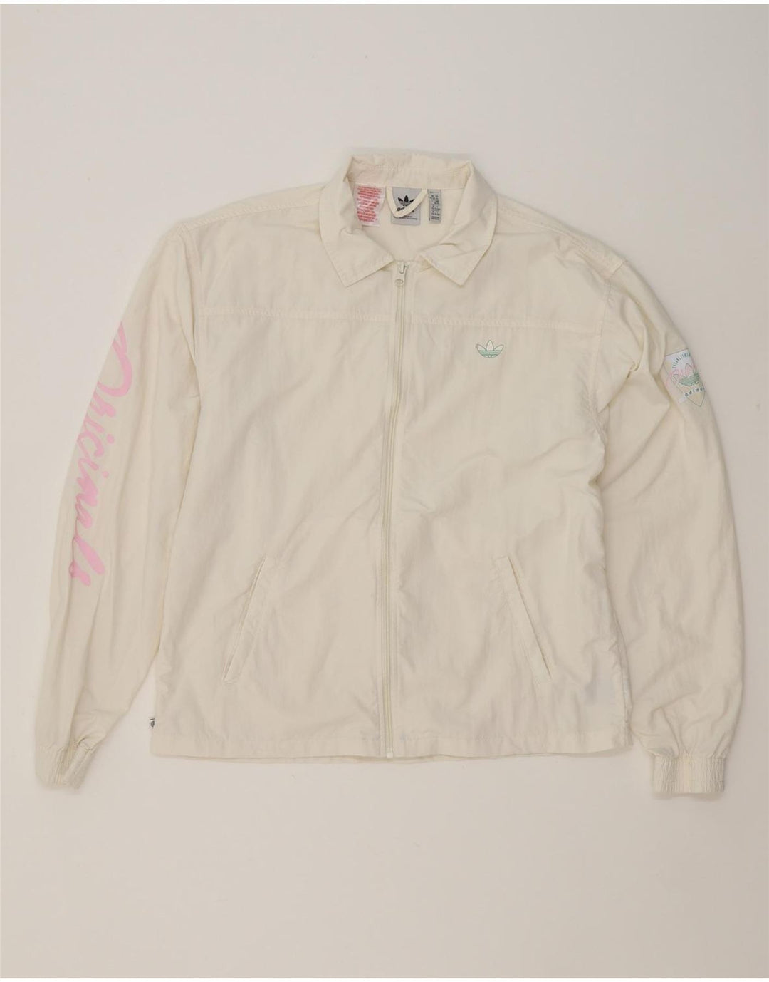 ADIDAS Boys Graphic Tracksuit Top Jacket 15-16 Years White Polyamide Vintage Adidas and Second-Hand Adidas from Messina Hembry 