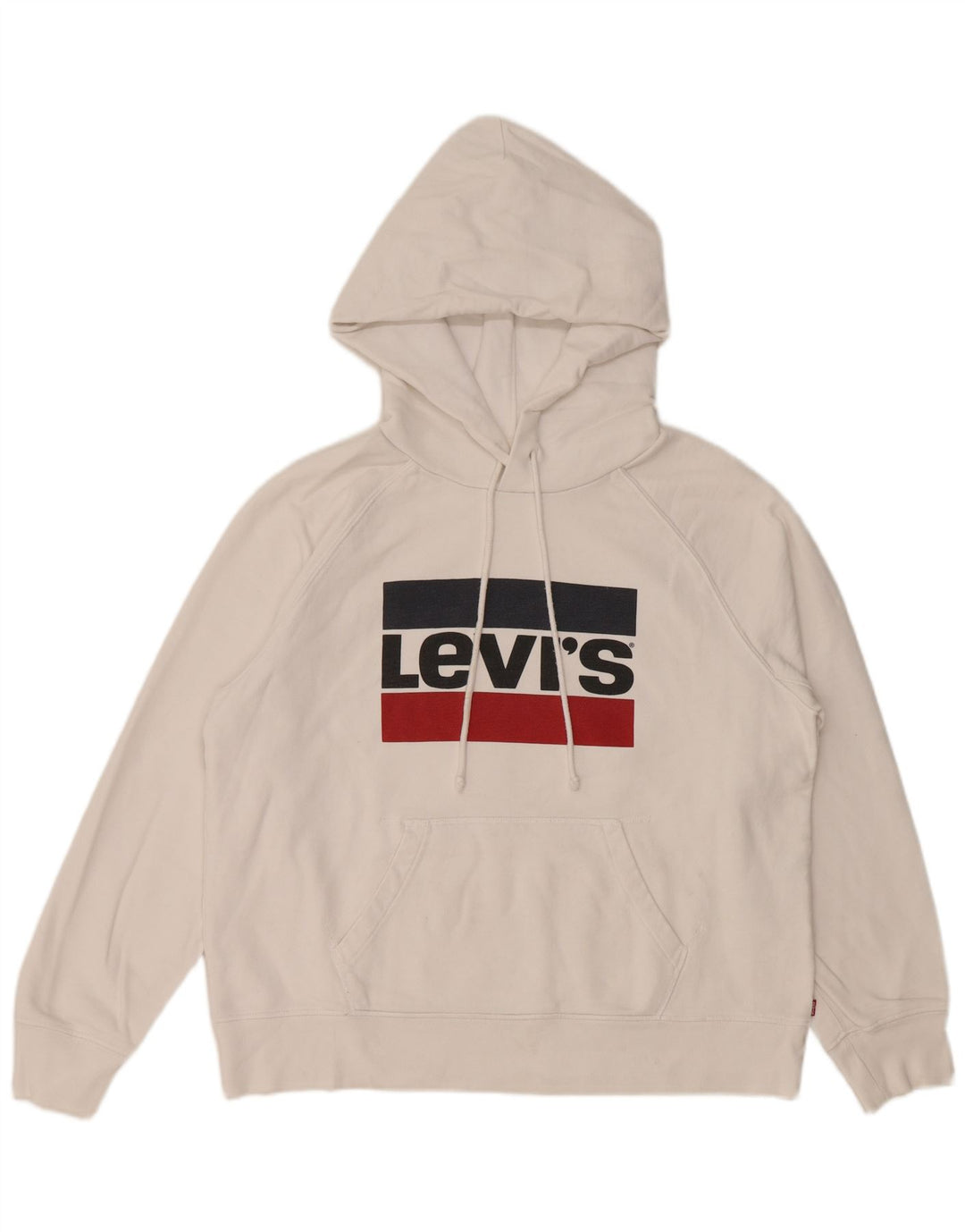 LEVI'S Womens Graphic Hoodie Jumper UK 14 Medium White Cotton
