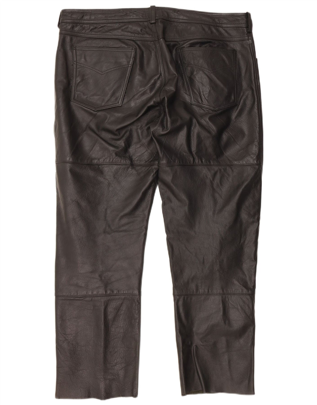 VINTAGE Mens Straight Leather Trousers  W40 L29 Black Leather