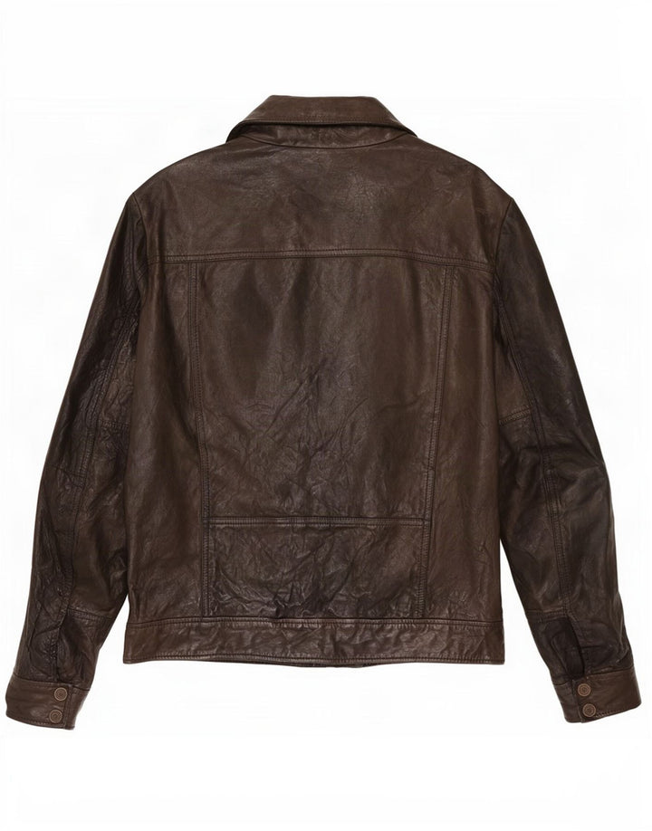 Calvin Klein Jeans Mens Leather Biker Jacket UK 40 Large Black