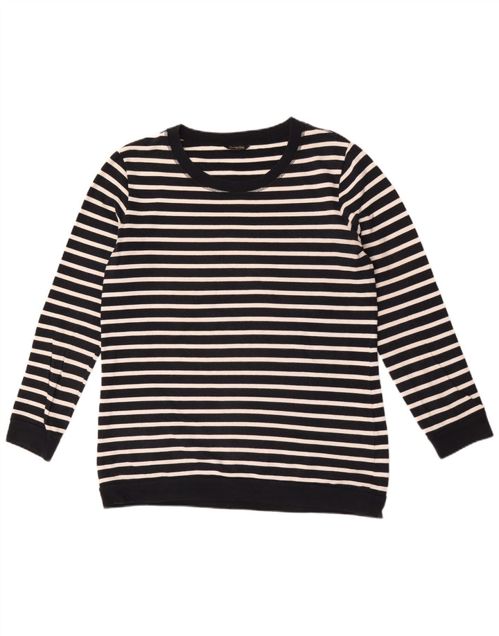 Massimo Dutti Womens Sweatshirt Jumper US 8 Medium Navy Blue Striped