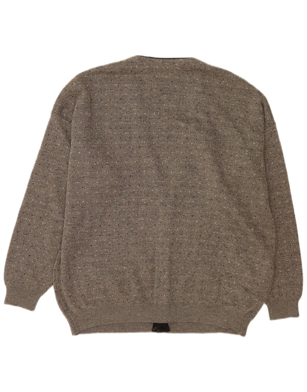 Il Granchio Mens Cardigan Sweater 2XL Grey Flecked Wool