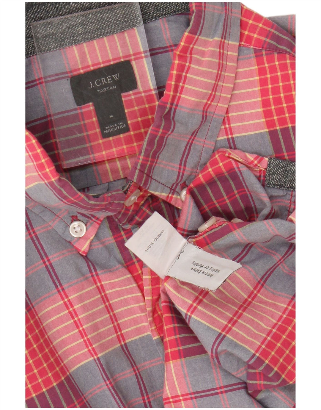 J. CREW Mens Tartan Shirt Medium Pink Check Cotton