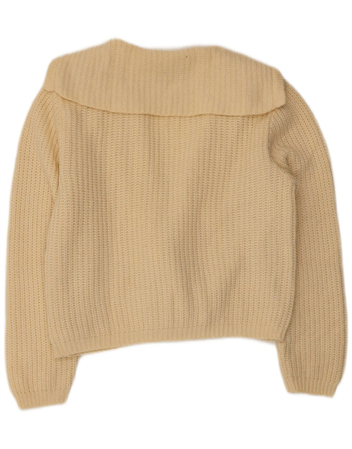 BENETTON Womens Crop Cardigan Sweater IT 46 Large Off White Wool