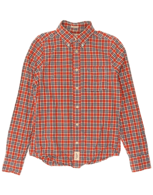 Abercrombie & Fitch Mens Flannel Shirt Small Red Check Cotton