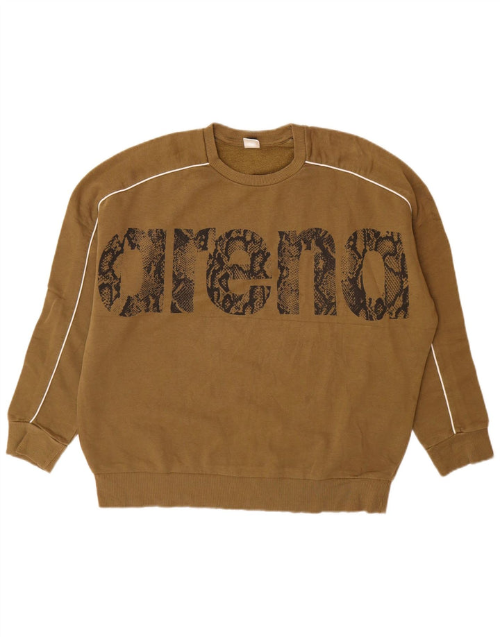 Arena Mens Graphic Sweatshirt Jumper Large Khaki Cotton