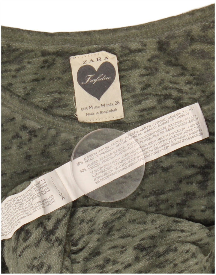 ZARA Womens Oversized Top Long Sleeve UK 14 Medium Khaki Flecked