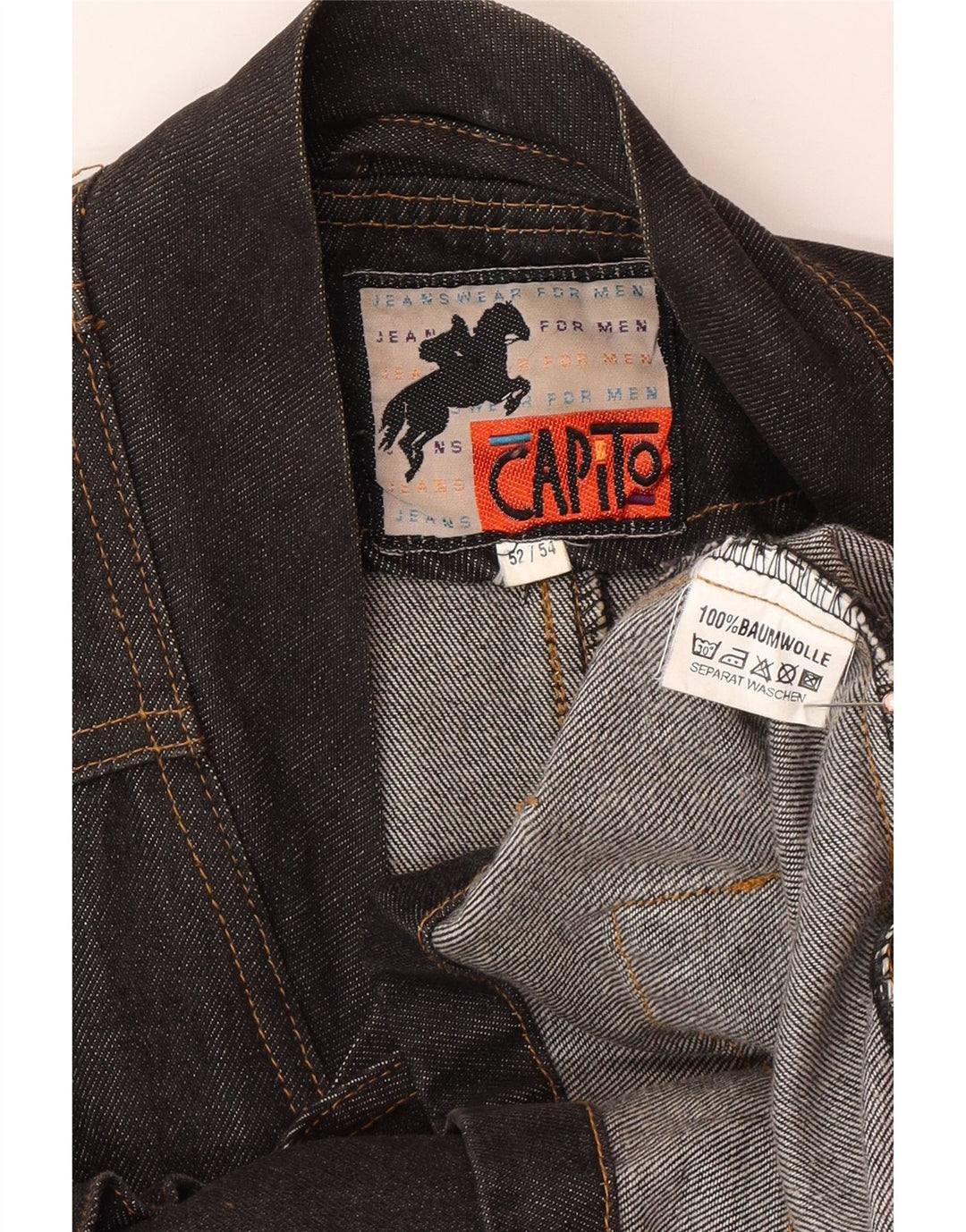 VINTAGE Mens Denim Gilet IT 52 XL Grey Cotton