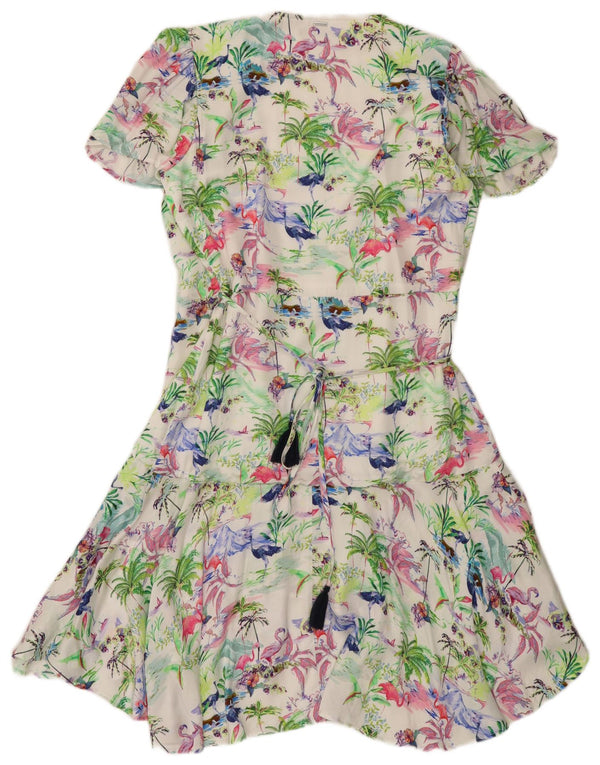 Guess Womens Wrap Dress UK 12 Medium Multicoloured Floral Hawaiian