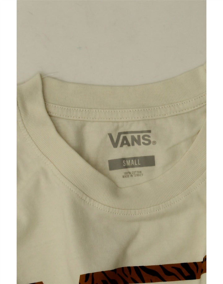Vans Mens Graphic Top Long Sleeve Small Off White Cotton