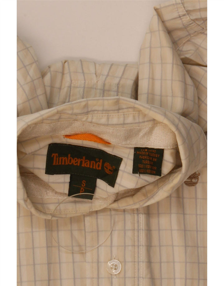 Timberland Mens Shirt Small Beige Check Cotton