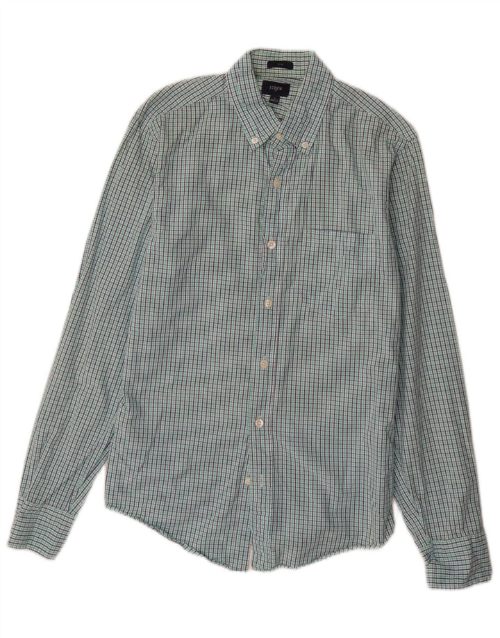 J. CREW Mens Slim Shirt Small Green Check Cotton