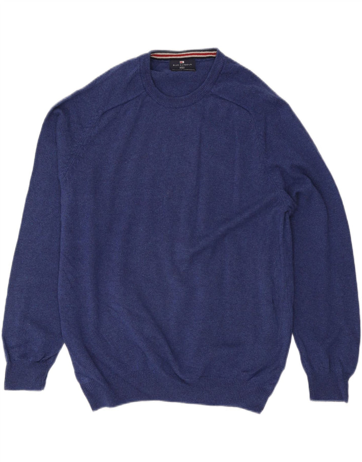 MARKS & SPENCER Mens Blue Harbour Crew Neck Jumper Sweater Large Blue Wool