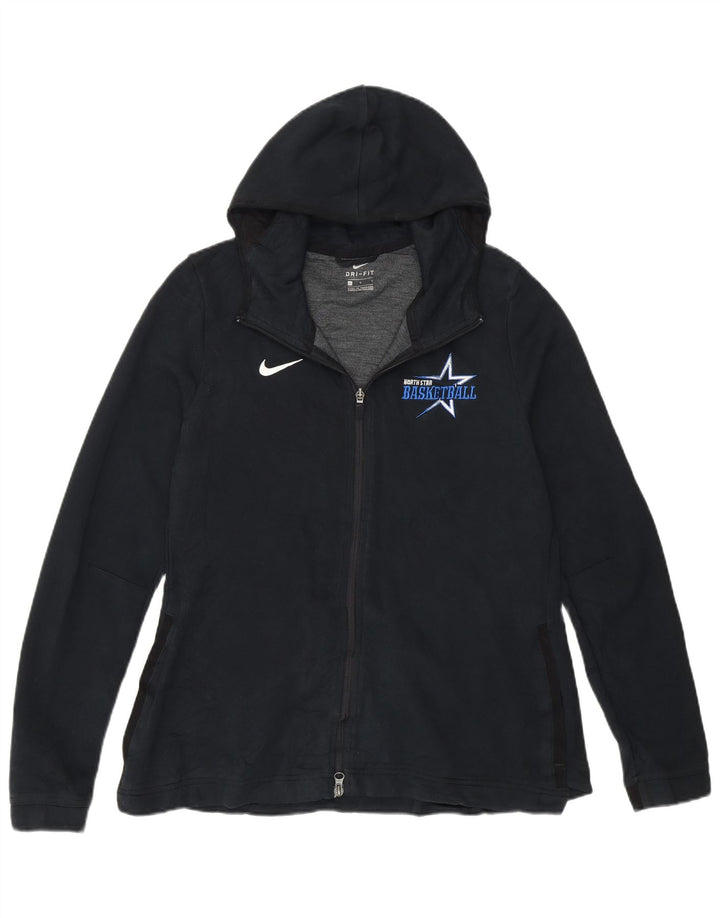 Nike Womens Zip Hoodie Sweater UK 16 Large Black Polyester