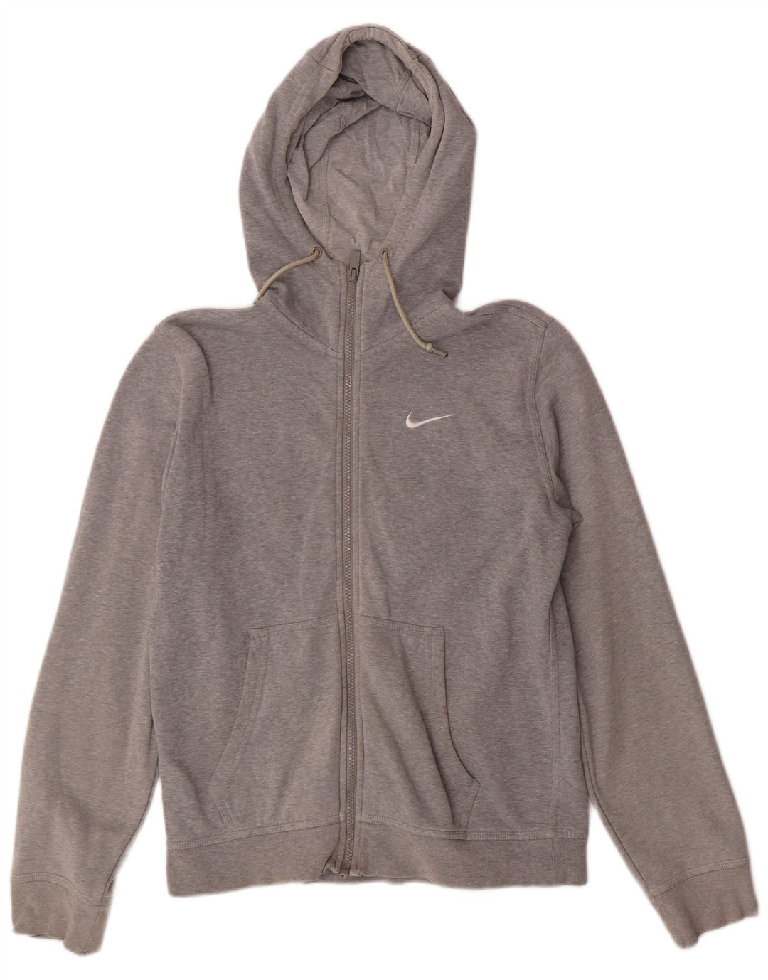 NIKE Mens Zip Hoodie Sweater Medium Grey Flecked Cotton