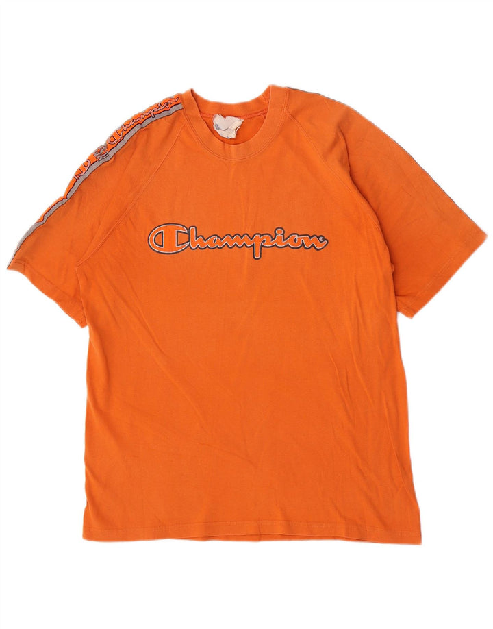 Champion Mens Graphic T-Shirt Top Medium Orange Cotton