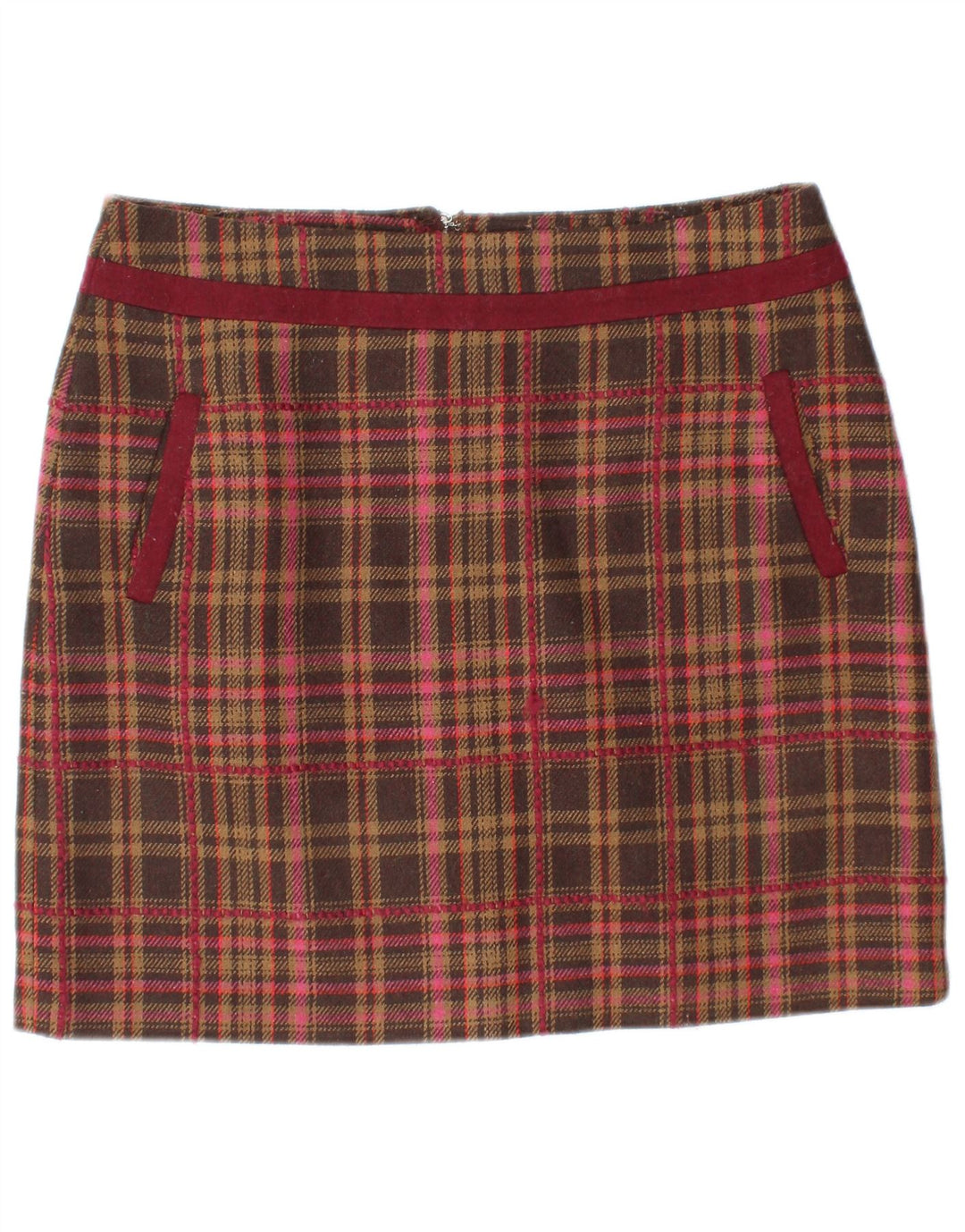 JOE BROWNS Womens Mini Skirt UK 12 Medium W32  Brown Check Acrylic
