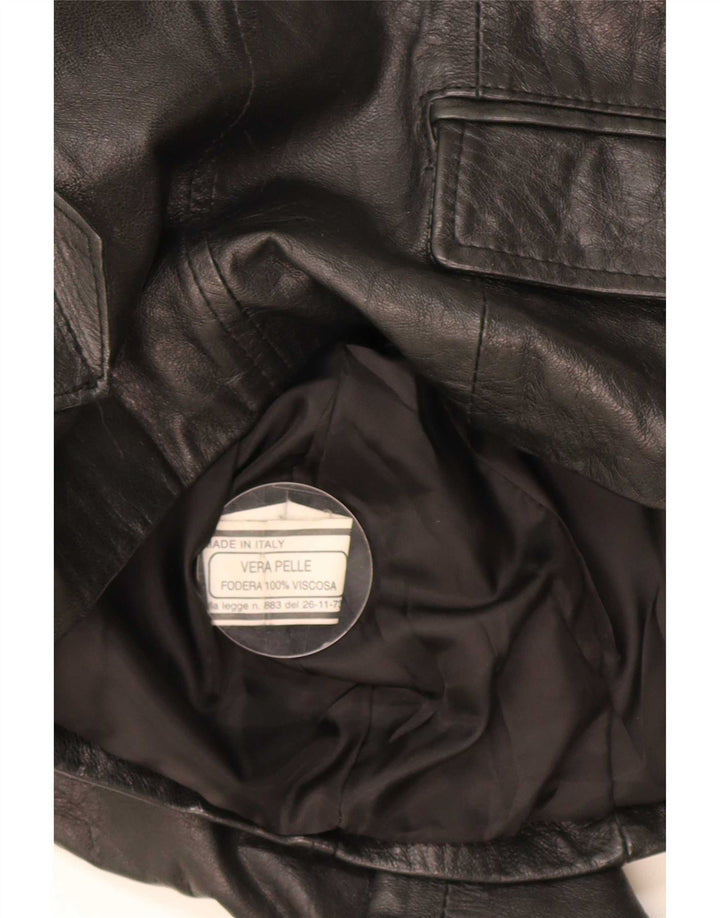 Imperial Womens 3 Button Leather Blazer Jacket UK 10 Small Black