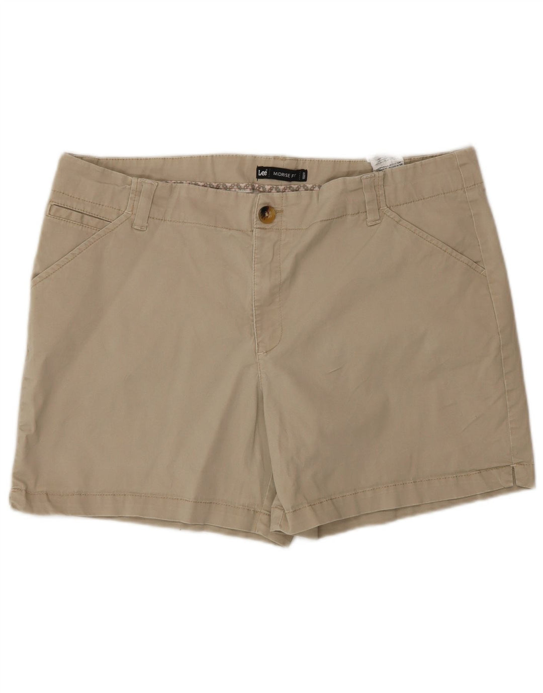 Lee Womens Mid Rise Chino Shorts US 18 2XL W38  Beige Cotton