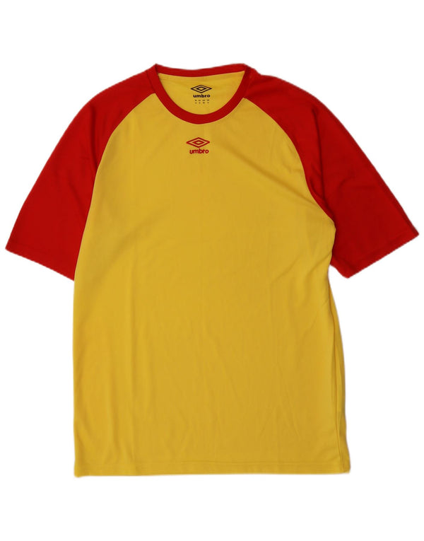 Umbro Mens T-Shirt Top XL Yellow Colourblock Polyester