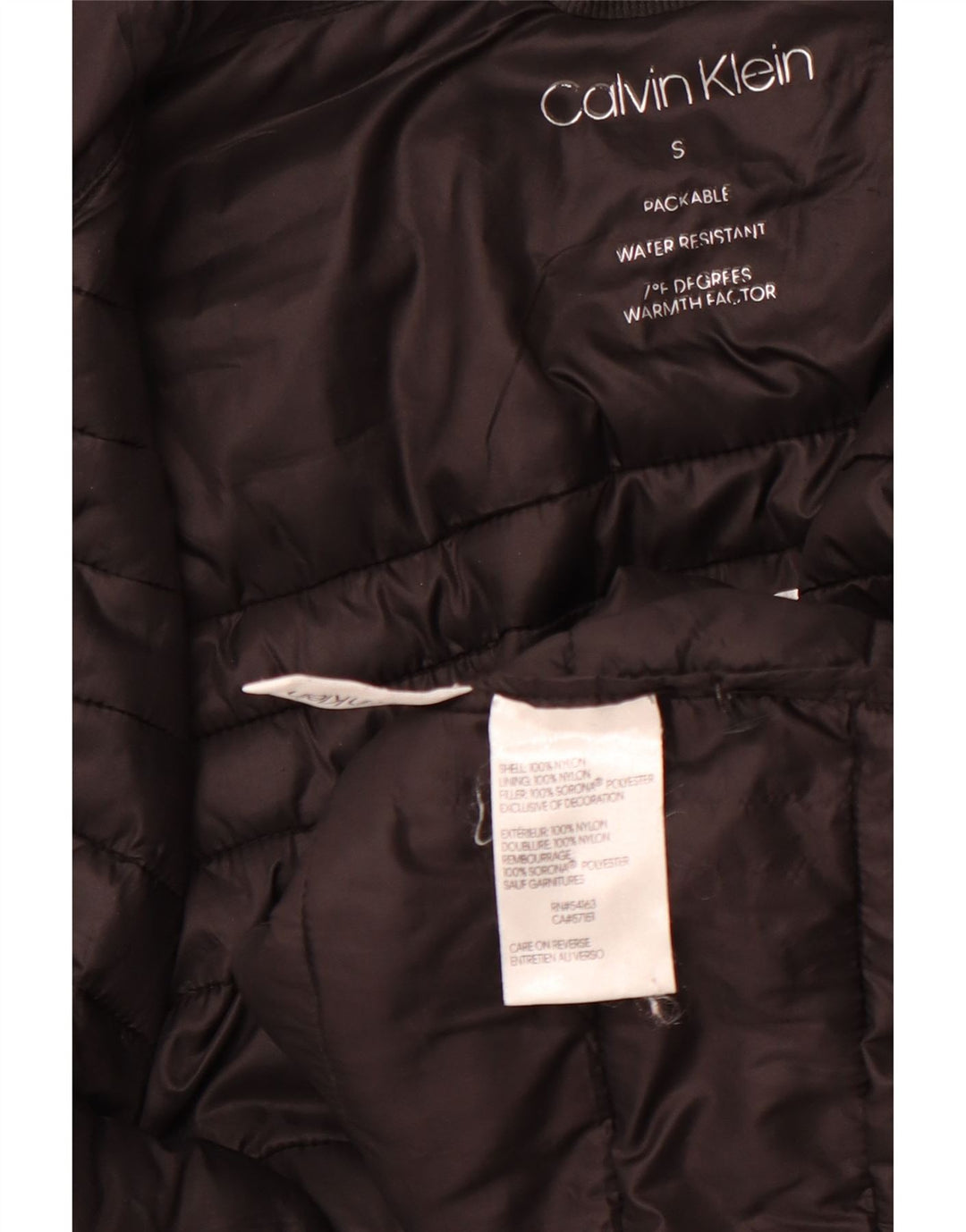 CALVIN KLEIN Mens Graphic Padded Jacket UK 36 Small Black Nylon