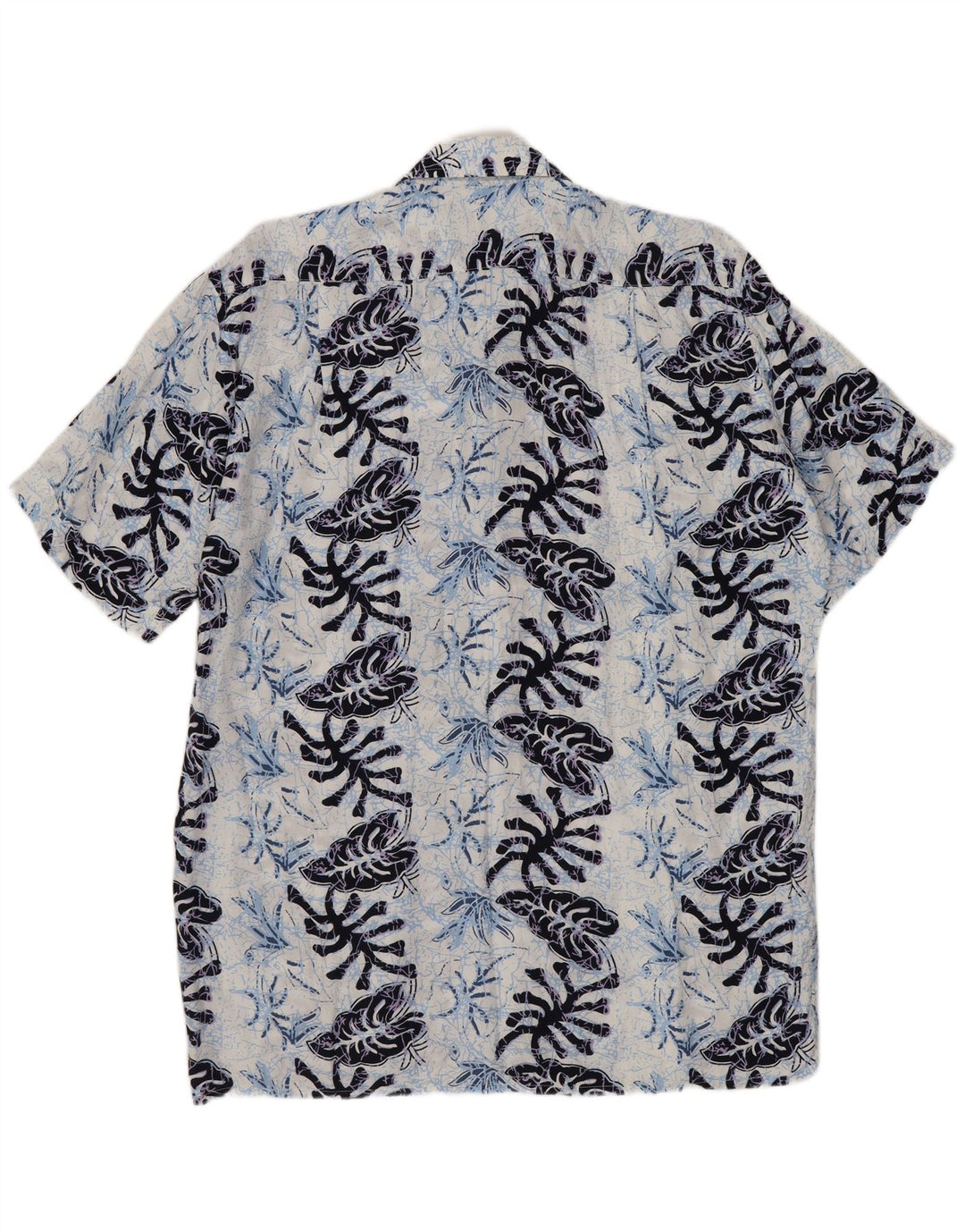 FOLLIE Mens Short Sleeve Shirt Size 41/42 Large Navy Blue Floral Viscose