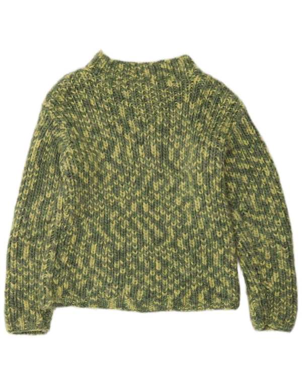 Vintage Womens Turtle Neck Jumper Sweater UK 14 Medium Green Flecked