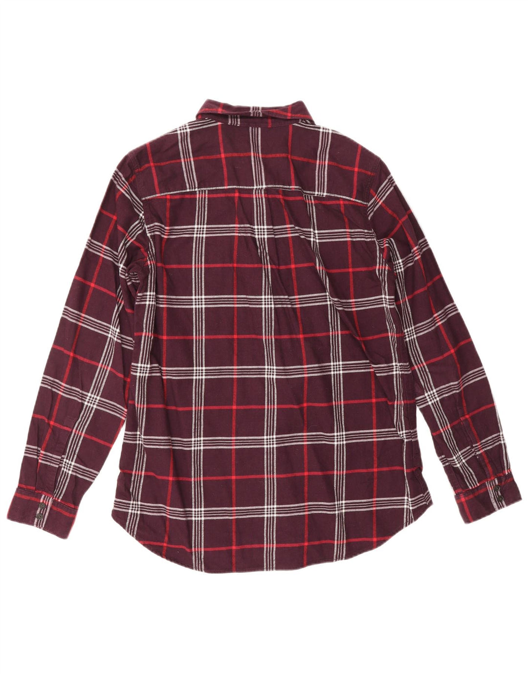 EDDIE BAUER Womens Classic Fit Flannel Shirt UK 14 Medium Burgundy Check