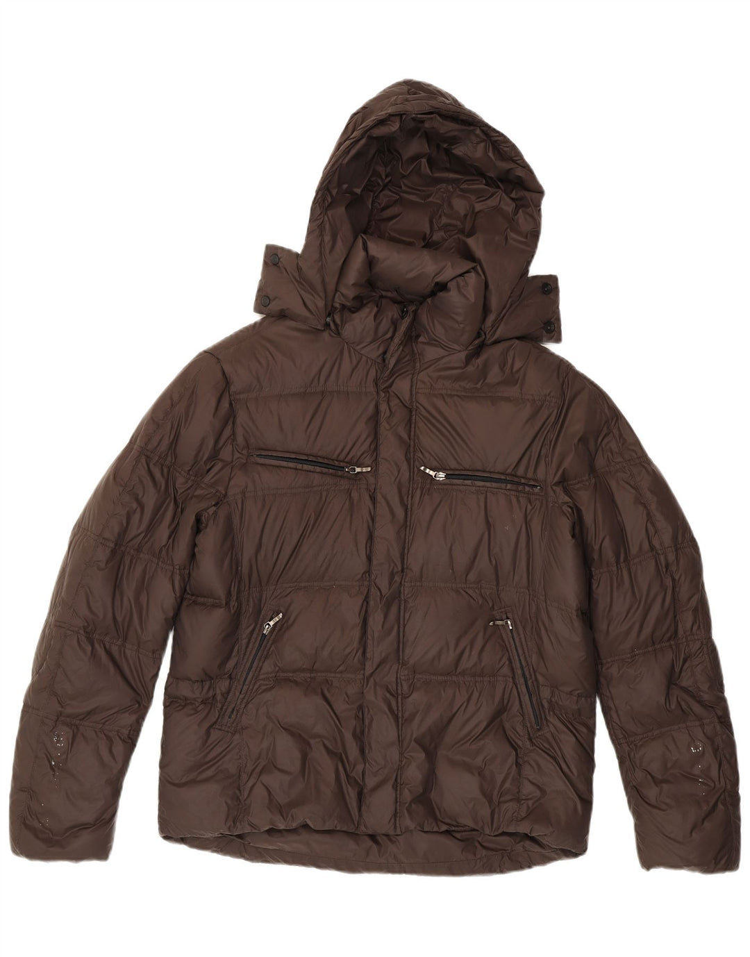 Brema Mens Hooded Padded Jacket IT 52 XL Brown Nylon