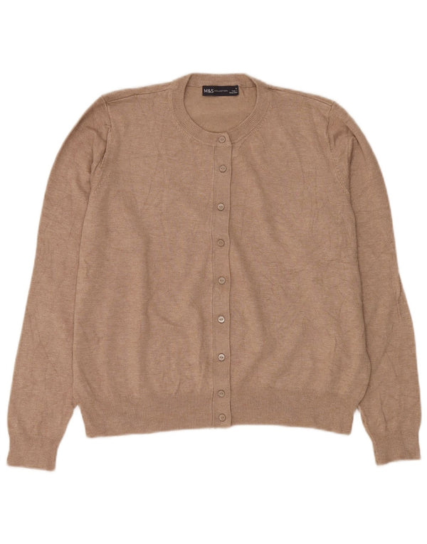 MARKS & SPENCER Womens Crop Cardigan Sweater UK 18 XL Beige Viscose
