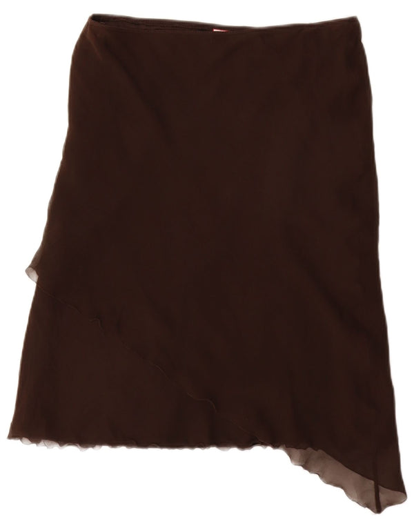 MAX & CO. Womens Asymmetrical Skirt UK 14 Large W32 Brown Silk