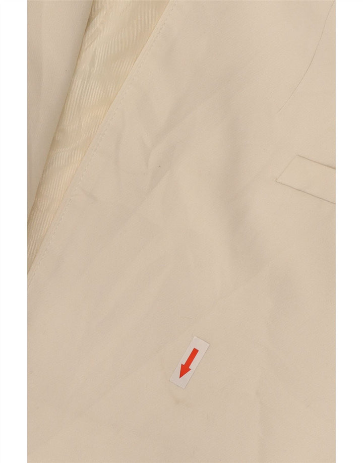 Zara Womens Crop Open Blazer Jacket UK 6 XS Off White Polyester